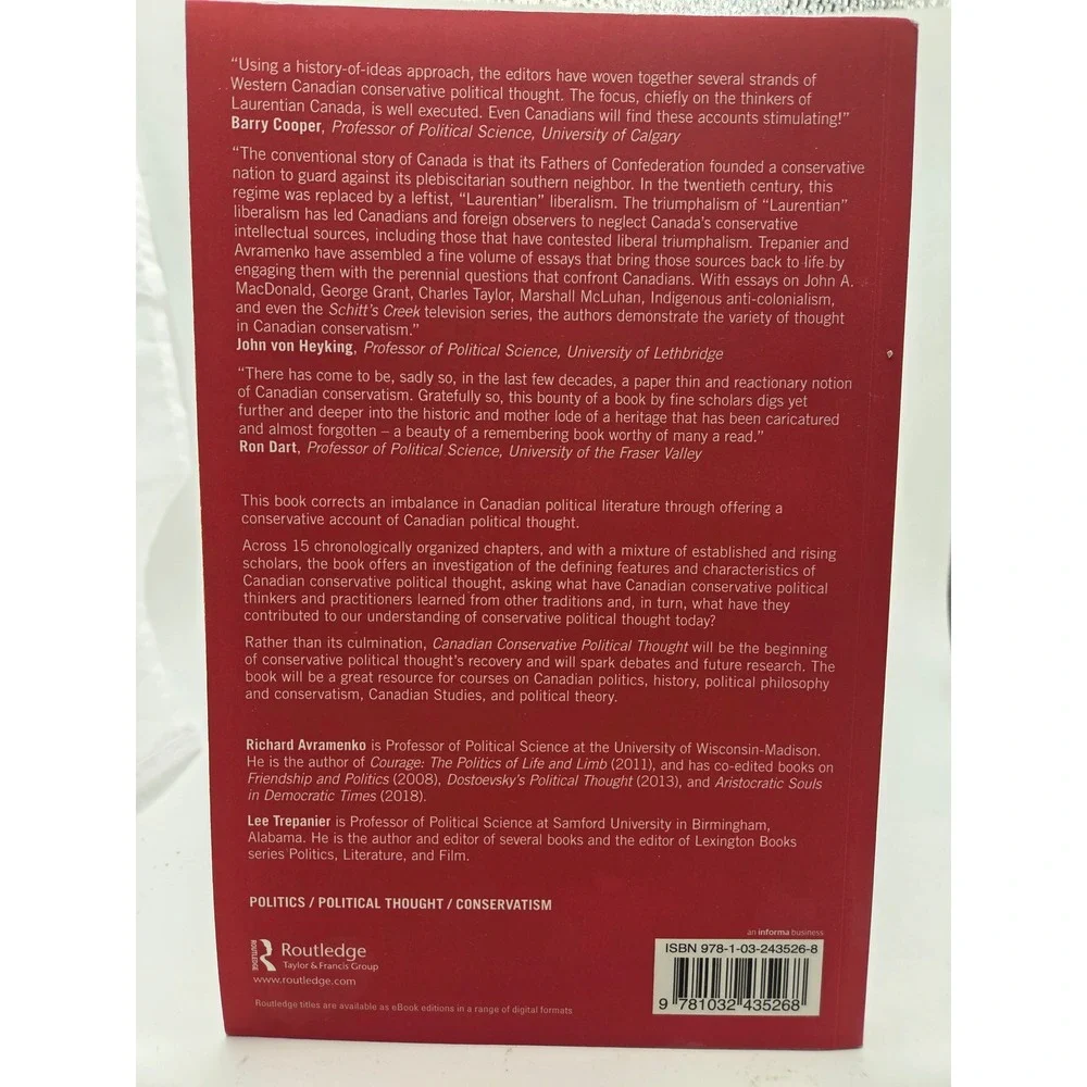 Canadian Conservative Political Thought Routledge Lee Trepanier Avramenko Book